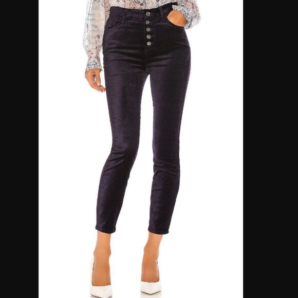 NWT Revolve x 7 For All Mankind The High Waist Velvet Ankle Skinny in Purple 25 - Picture 1 of 13